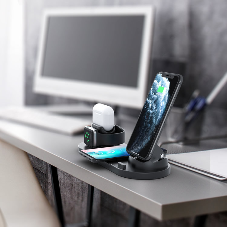 Smart all in one 15w wireless charging pad with iwatch and iphone stand