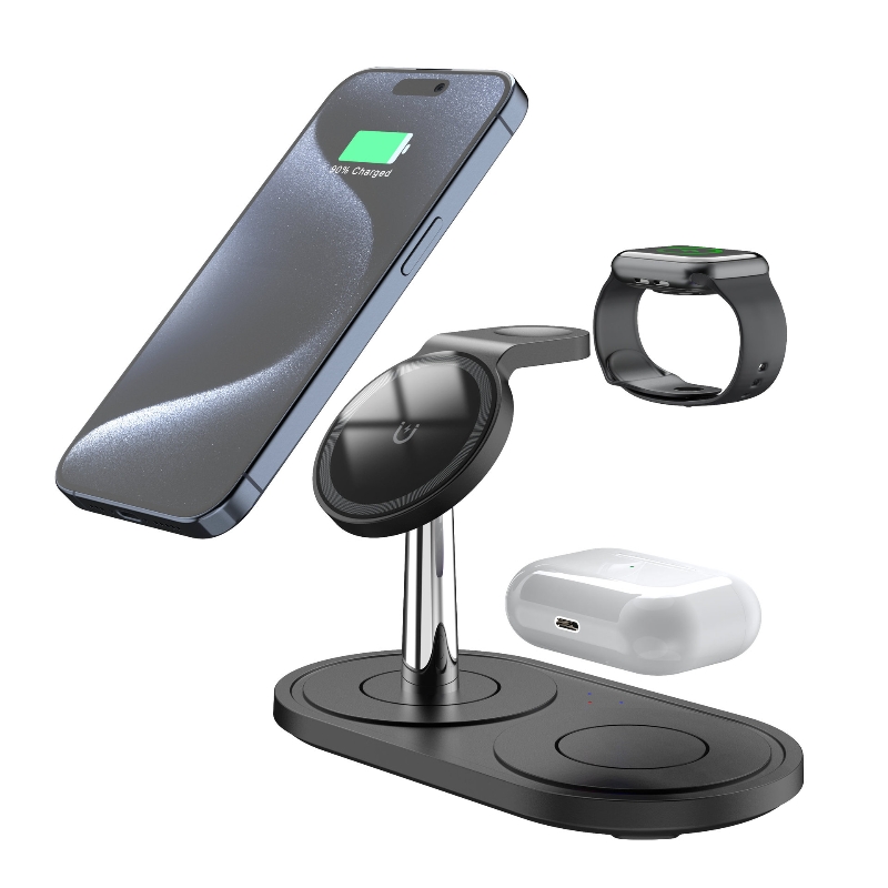 Cellphone Multifunctional Wireless Charger Magnetic Double Coil 3 In 1 Wireless Phone Fast Charging Holder