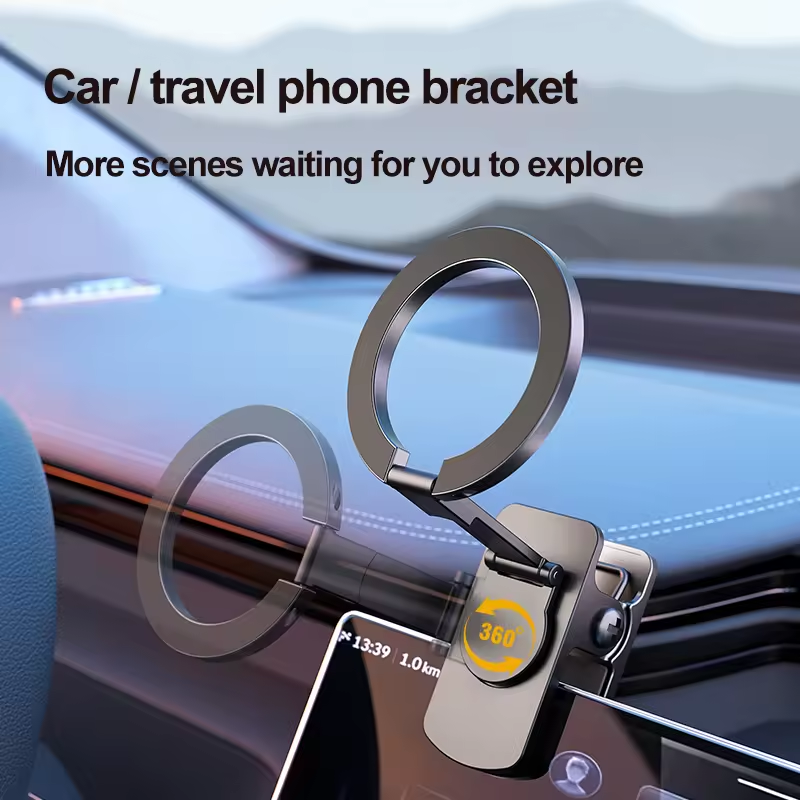 For dashboard and desktop 360 rotation magnetic mobile phone holder metal upgrade folding magnetic car mobile phone holder stand