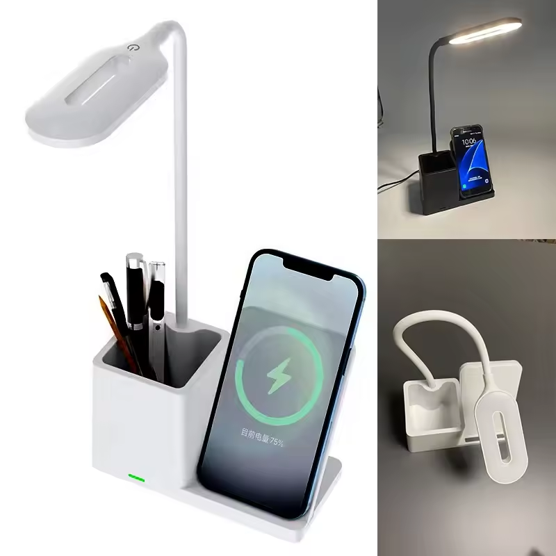 3 in 1 15W wireless charger multi-functional creative desk lamp pen holder phone stand adjustable eye protection desk lamp