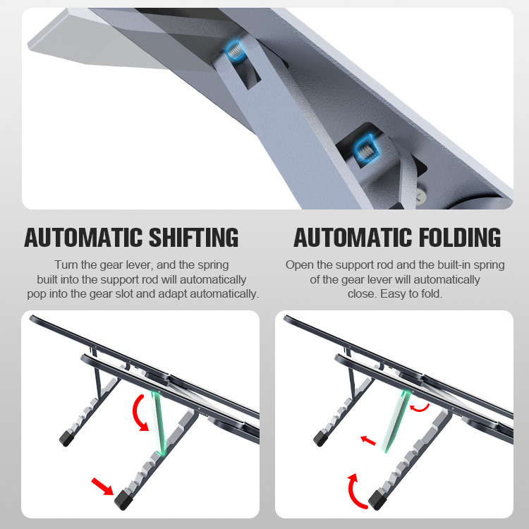 Foldable Mini Size Desktop PC Stand Aluminum Laptop Stand, 6 Level Adjustable Height Laptops and Tablets Computer Holder