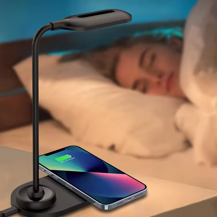 Eye-protection Table Lamp Bedroom Office Wireless Charging Led Desk Light Portable Study Lamp with Wireless Charger