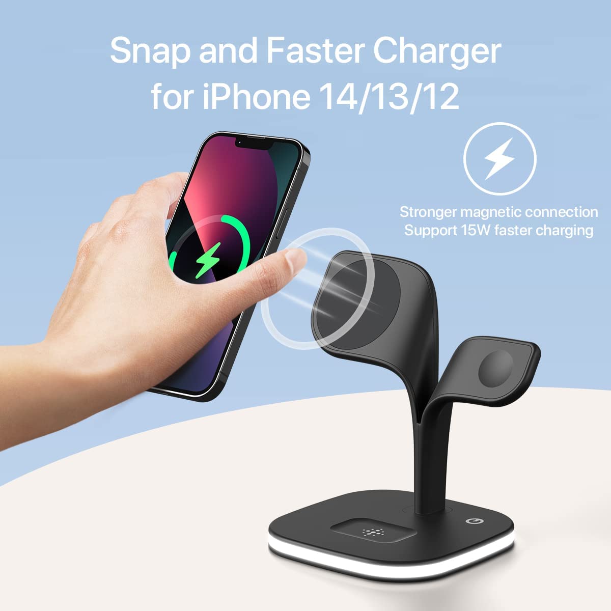 Holder Phone Popular Multifunctional 5 in1 Magnetic Wireless Charger Fast Charging Dock Stand Desktop Charging Station with Lamp