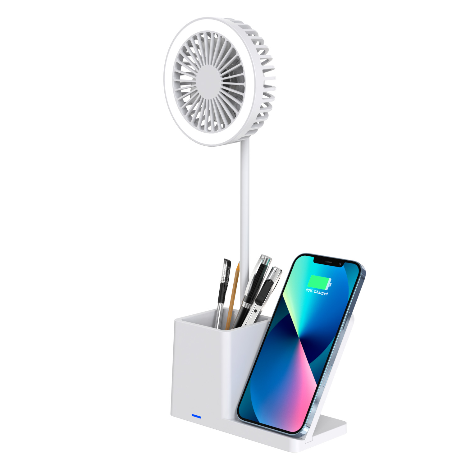 Competitive price smart LED lamp wireless charger with fan 4 in 1 15W fast wireless charging with eye protection desk lamp fan