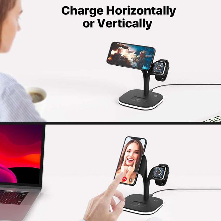 15W Fast Magnetic Wireless Charger Station for iPhone 14 13 12 Pro Max for iWatch for earphone 5 in 1 Wireless Charger Stand