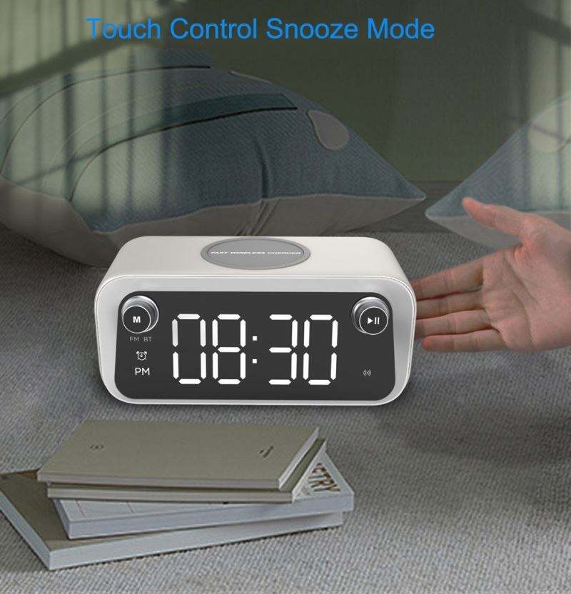 New Bluetooth Multi Wireless Charging Night Light LED Lamp Alarm Clock with FM Radio and Wireless Charger Bluetooth Speaker