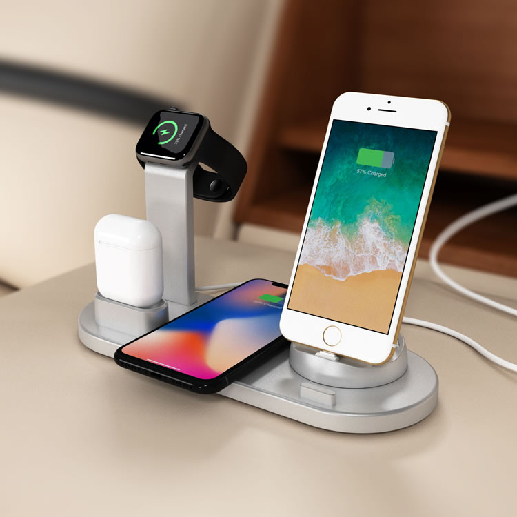 4 in 1 Charger Stand Power Multi Tablet Phone Dock Multiple Wireless Charging Station