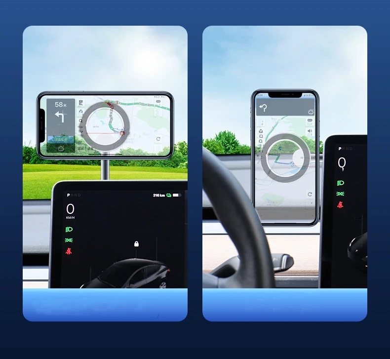 High Grade Aviation Alloy Magnetic Car Mount Double Foldable Phone Holder 360 Degree Rotating Dashboard Navigation Holder