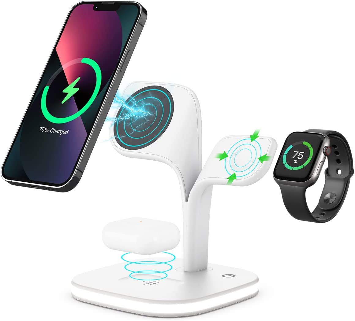 Top 100 Popular Multifunctional 5 in 1 Magnetic Wireless Charger Fast Desktop Stand Dock Shenzhen Charging Stations with Lamp