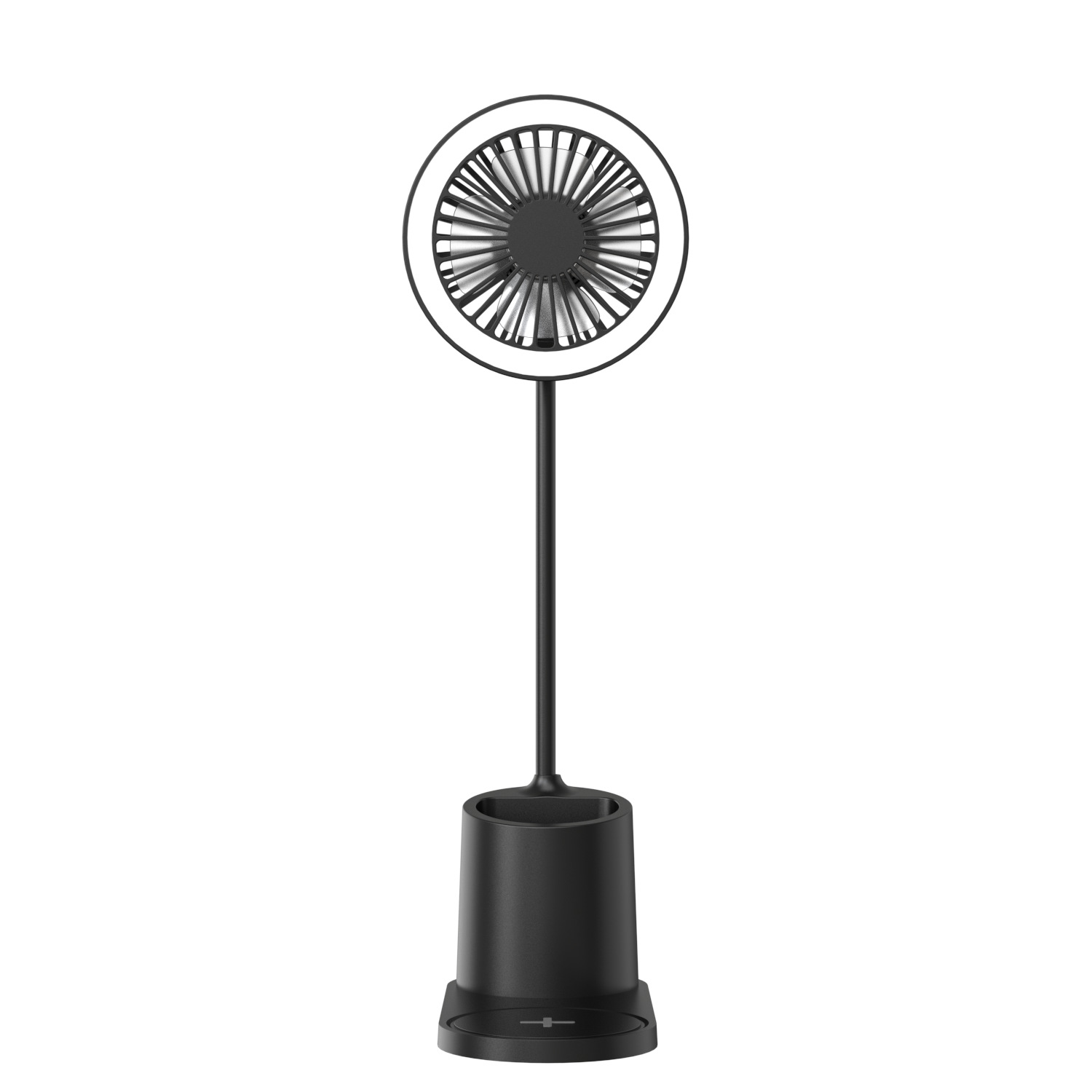 OEM 4 in 1 usb table mini fan mobile phone 15W wireless charging desktop USB charging fan LED desk lamp