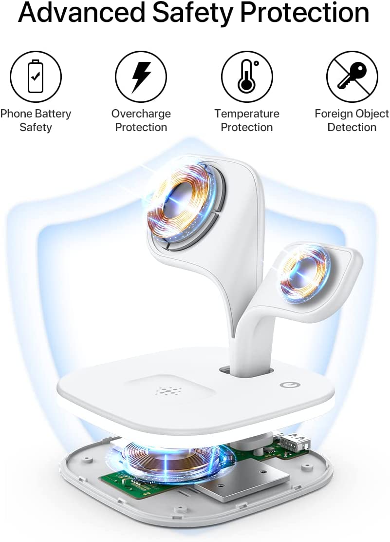 Top 100 Popular Multifunctional 5 in 1 Magnetic Wireless Charger Fast Desktop Stand Dock Shenzhen Charging Stations with Lamp