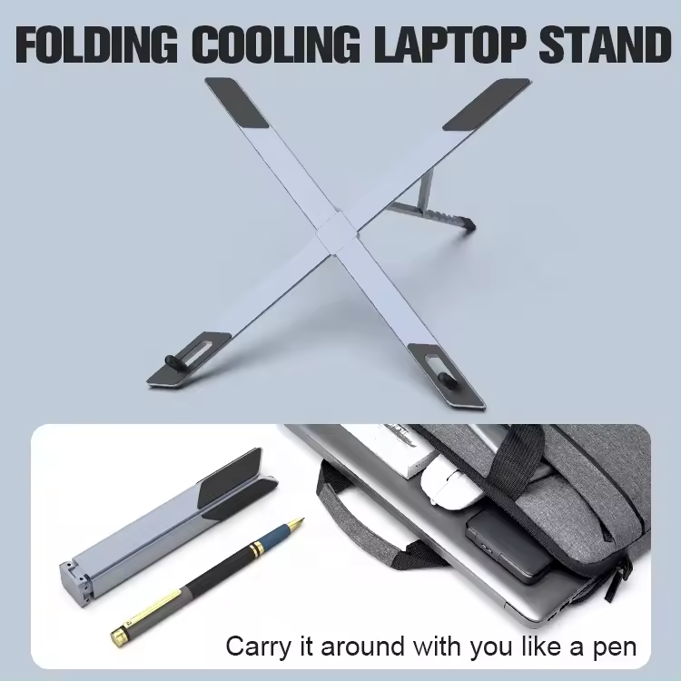 Smallest Size X-Shaped Design Laptop Stand for Desk, Adjustable Foldable Aluminum Laptop Stand for MacBook, Laptops, Notebook