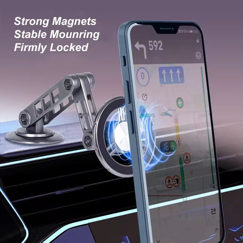 3 Joints Aviation Alloy Folding 1080 Degree Rotation Magnet Air Vent Dashboard Magnetic Car Phone Holder For iPhone 12 13 14 15