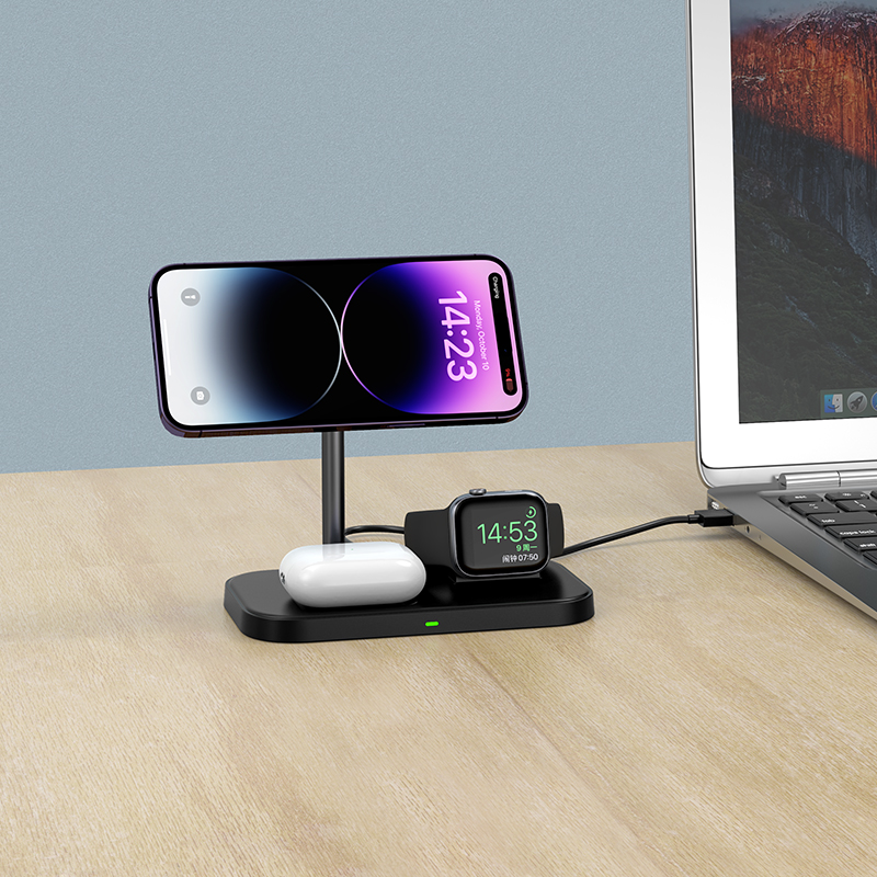 Hot Selling Adjustable Magnet Fast 3 in 1 Magnetic Wireless Charger Stand for iPhone 14/13/12/Pro Max/iwatch /airpods