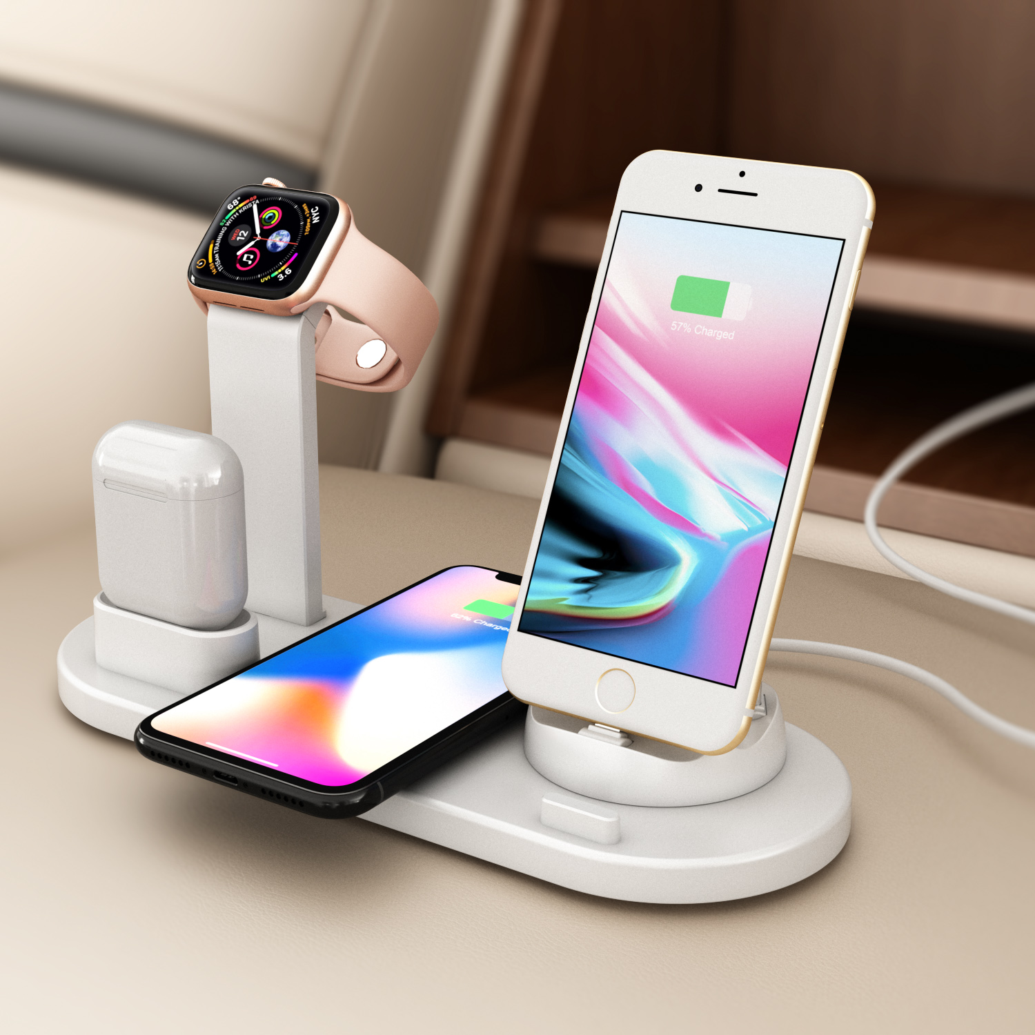 Promotional gift choice 3 in 1 multi function 15w fast wireless charging dock station