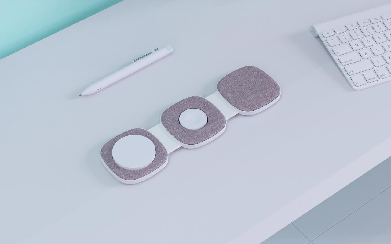 Unique 15W Newest Fabric Magnetic Portable 4 in 1 Fast Wireless Charger Holder for iphone 14 pro max wireless charger 3 in 1 fol