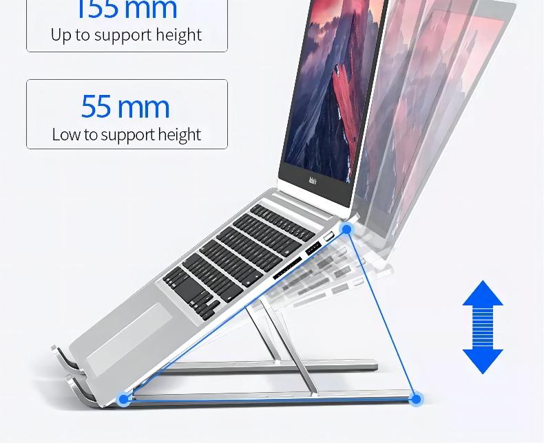 Folding Height Adjustable Aluminum Foldable Portable Adjustment Desktop Laptop Holder Stand with Best Price