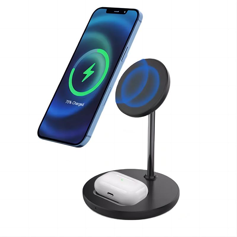 Good Price 2 in 1 Magnetic Wireless Charger Stand for iPhone 15W Fast Wireless Charging Station