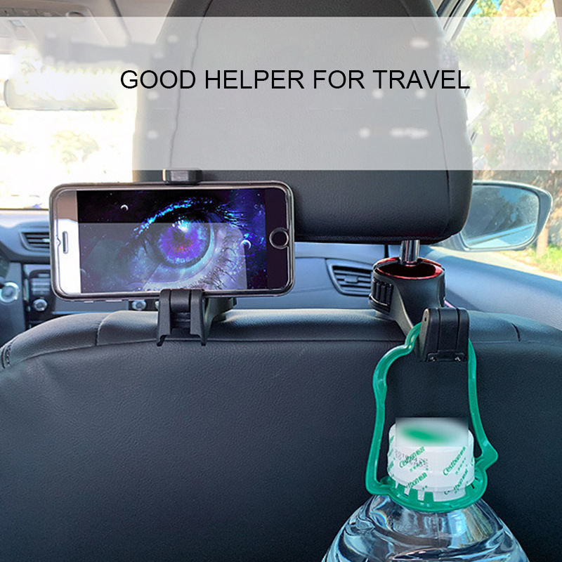 Wholesale Car Headrest Hook Phone Holder 2 in 1 Auto Vehicle Back Seat Headrest Hanger Hooks for Purse Luggage Bag Cloth Grocery