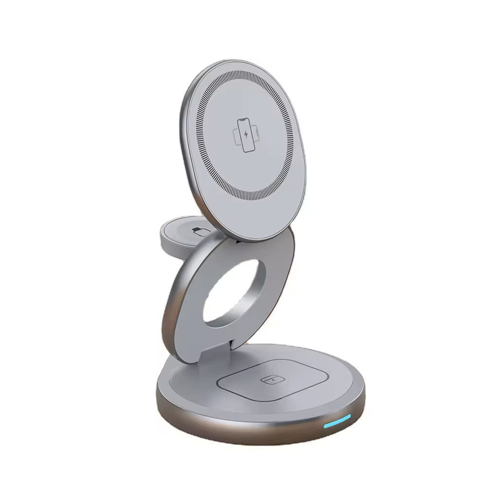 Travel Station Portable Charger Foldable Wireless Charger Stand 360 Rotation Cell Phone Trending Products 3 in 1 Charging Stand