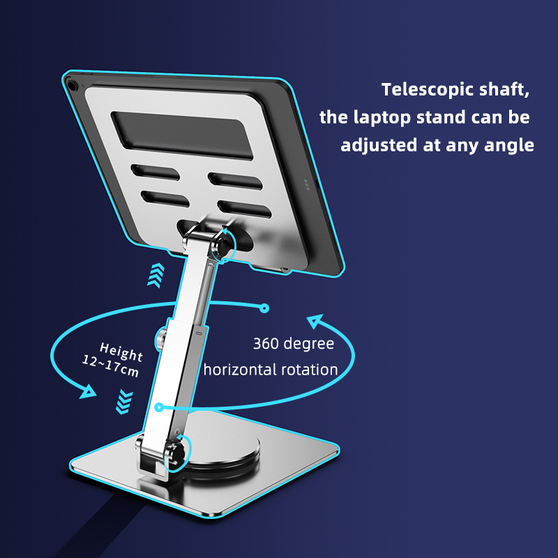 360 Degree Rotation Tablet Desk Holder Telescopic Height Adjustable Stable Aluminum Alloy Desktop Holder Foldable Laptop