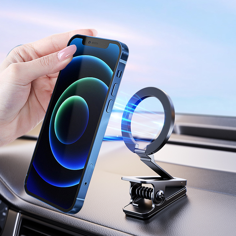 Clamp and Paste Use Car Interior Accessories Phone Mounts Magnetic Mobile Sticky New Alloy Folding Magnetic Car Phone Holder