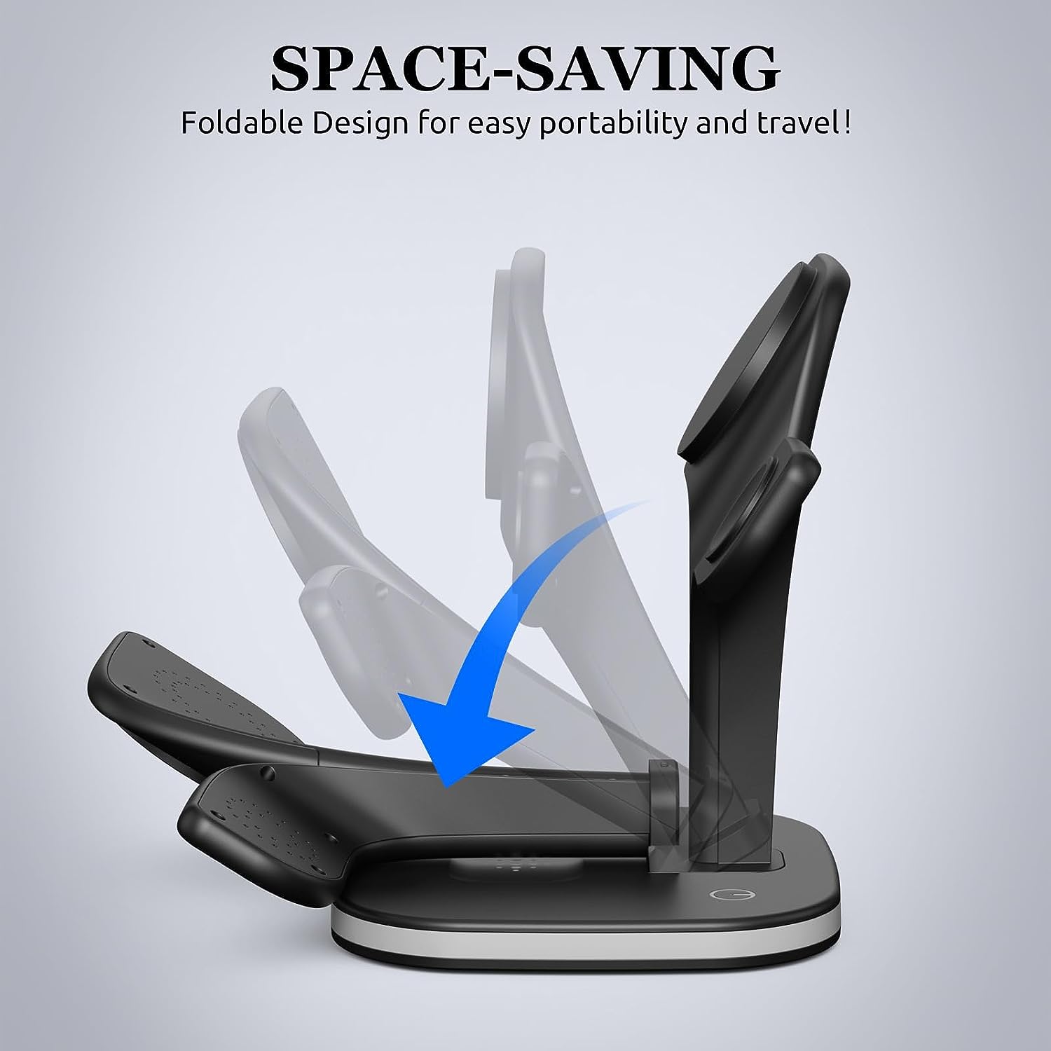 All In One Foldable Magnetic Wireless Charging Station Fast Desktop Stand Dock Shenzhen Wireless Charging 3-1 Foldable