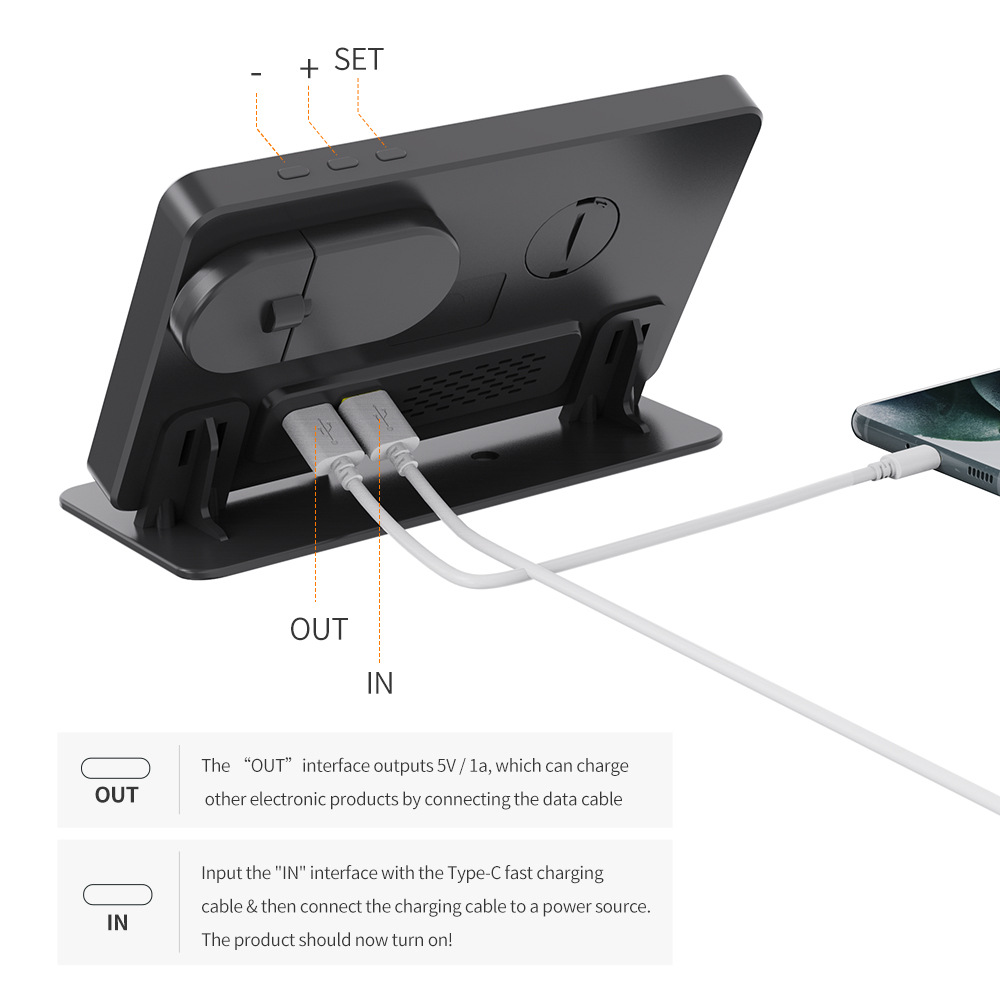2024 Trending Phone Charging Stand 15W 4 in 1 LED Digital Display Charging Wireless Charger Station with Alarm Clock
