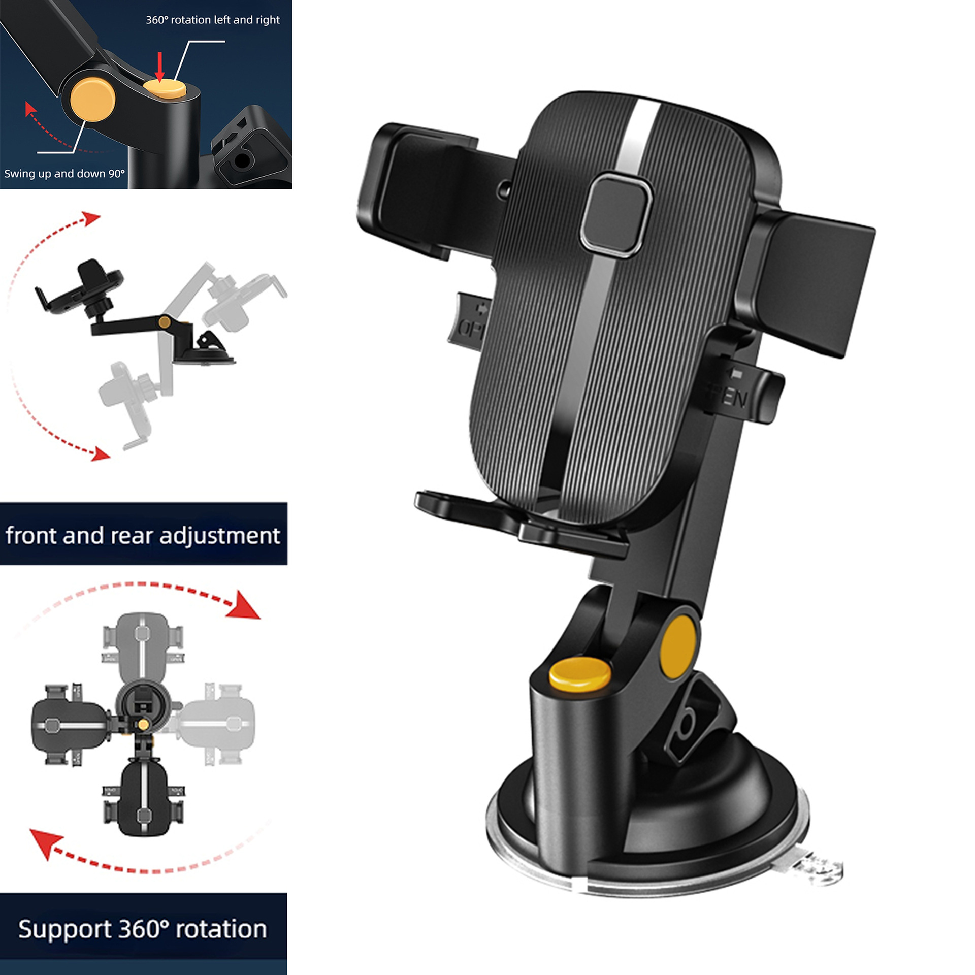 Upgraded Universal Adjustable Long Arm Phone Stand Holder For Car, Phone Mount For Car Dashboard Compatible With All Cellphones