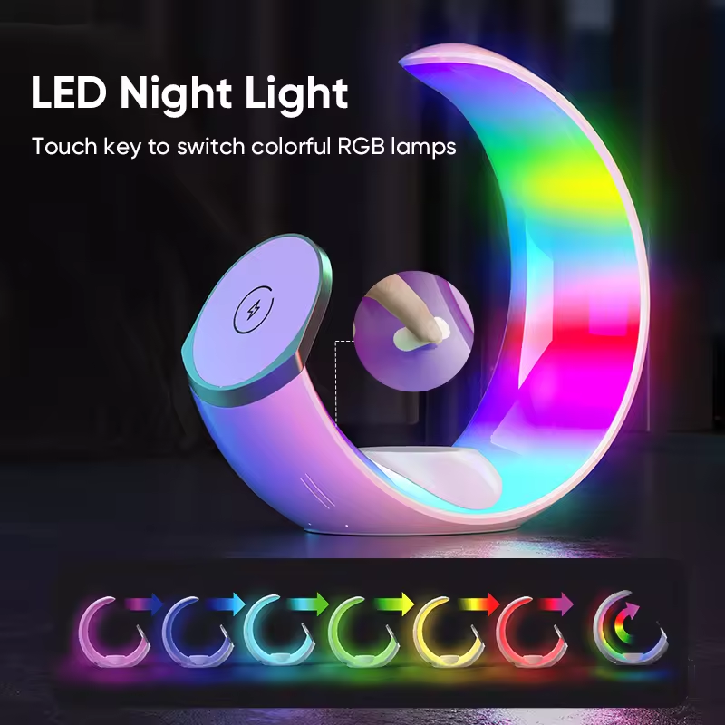 New 30W Magnetic Universal Night Light LED Cellphone Fast Charging Metal Stand Multi-function 4 in 1 Wireless Phone Charger