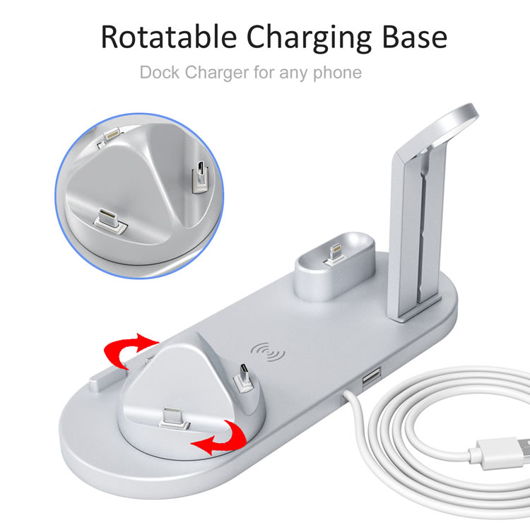 4 in 1 Charger Stand Power Multi Tablet Phone Dock Multiple Wireless Charging Station