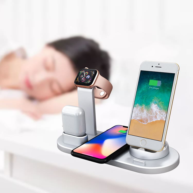 4 in 1 Charger Stand Power Multi Tablet Phone Dock Multiple Wireless Charging Station