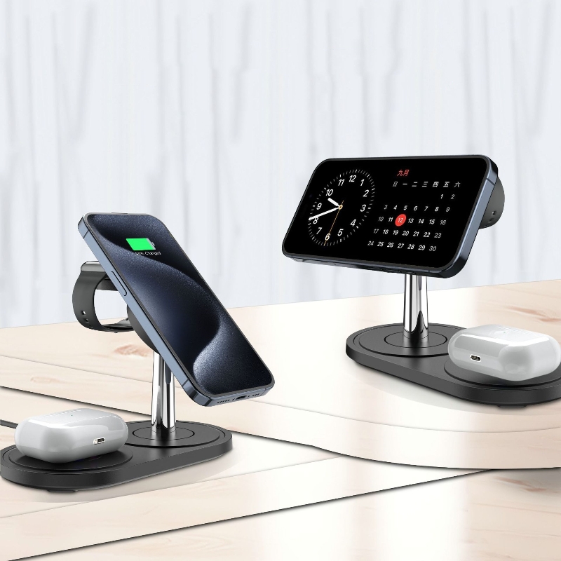 Cellphone Multifunctional Wireless Charger Magnetic Double Coil 3 In 1 Wireless Phone Fast Charging Holder