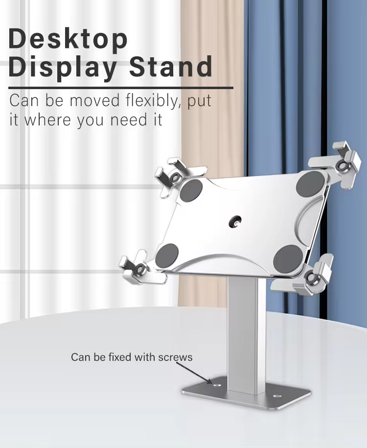 Universal POS system tablet stand 180 rotating anti-theft aluminium alloy ordering machine stand for supermarket restaurant etc