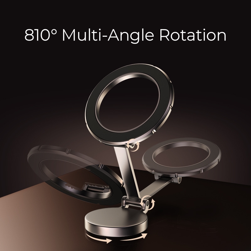 Unique Double Folding 810 Degree Rotating Universal Magnetic Car Mount Strong Neodymium Magnet Phone Holder Foldable