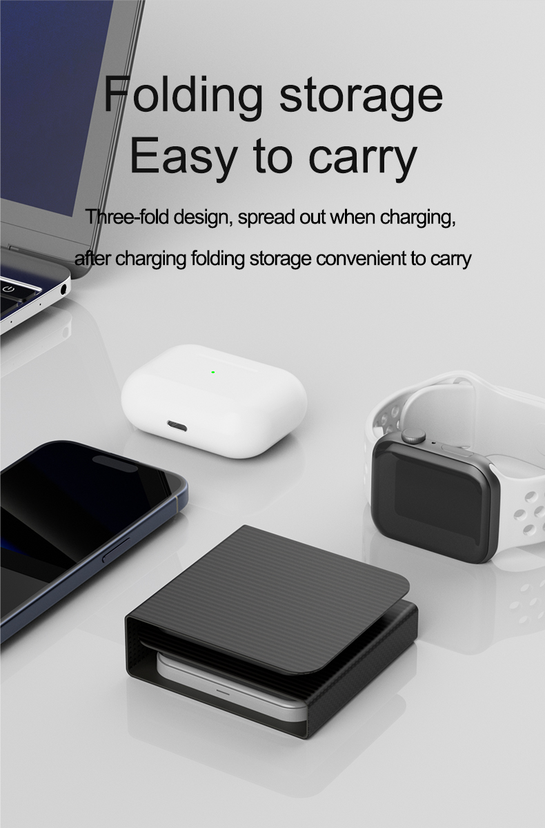 3 in 1 Foldable Wireless Charger Magnetic Fast Wireless Charging Pad Compatible For iPhone 15/Max/14 Apple Watch AirPods Pro