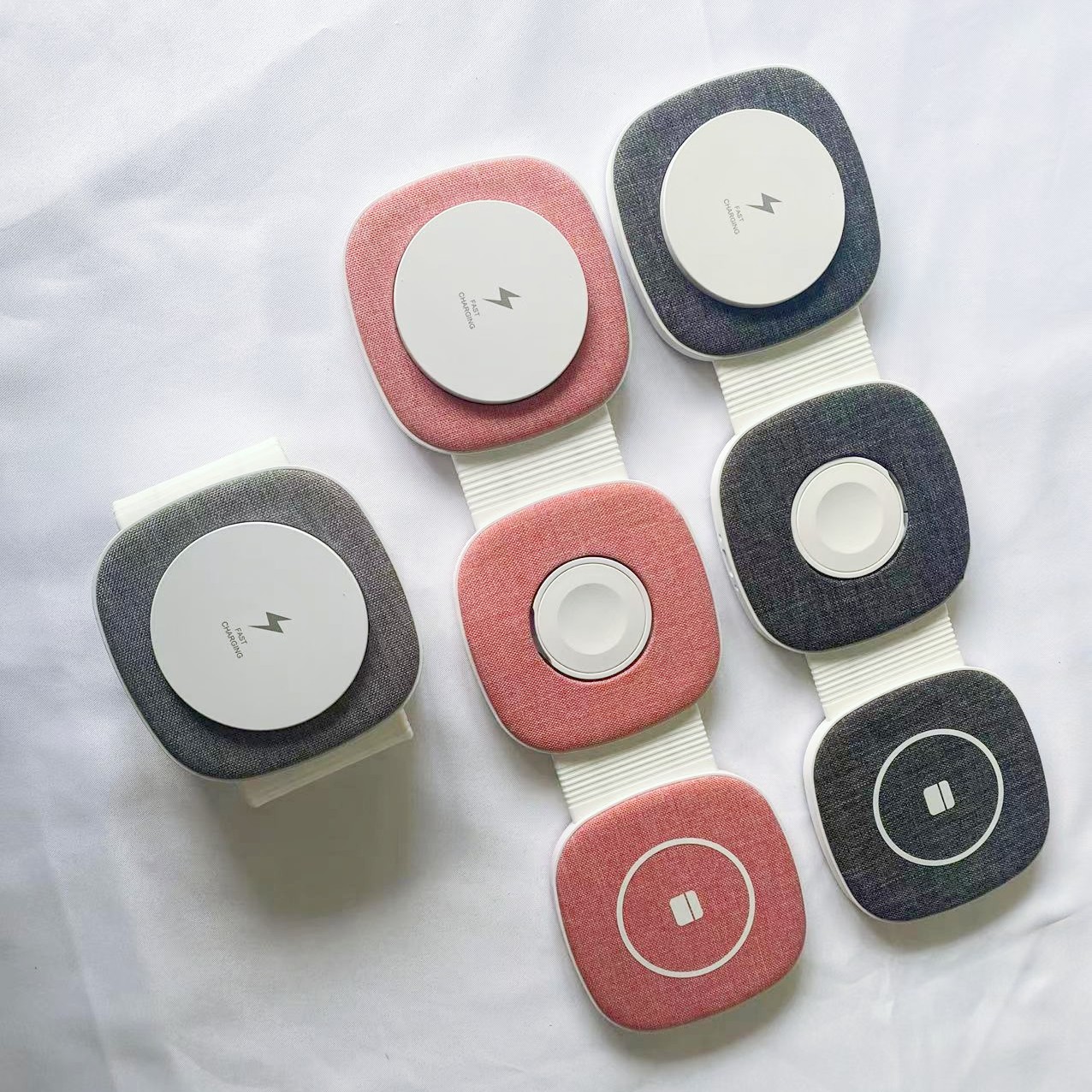 3 in 1 Fabric Wireless Charger Station Magnetic Charging Dock 4 in one 15W Fast Phone Charge Stand For iPhone 14 13 12