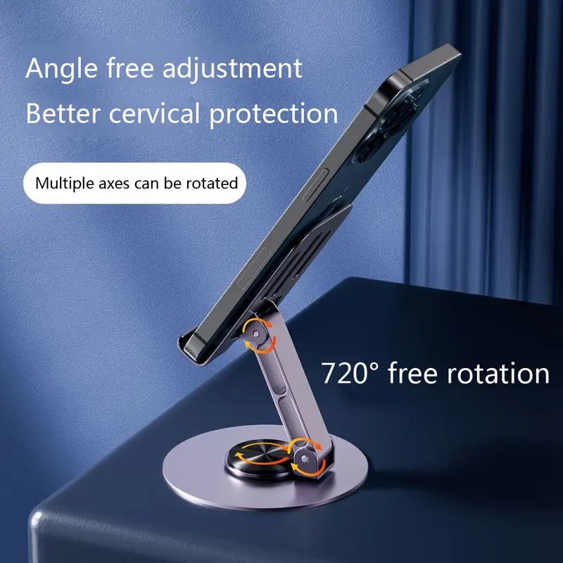 360 Rotating Portable Mobile Phone Desktop Holder All Metal Foldable Folding Mobile Phone Stand Aluminum