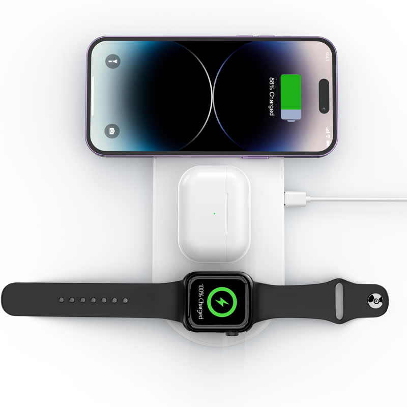 Good Price Universal 3 in 1 15W Wireless Phone Charger Pad Portable Custom Fast Charging Dock for iPhone