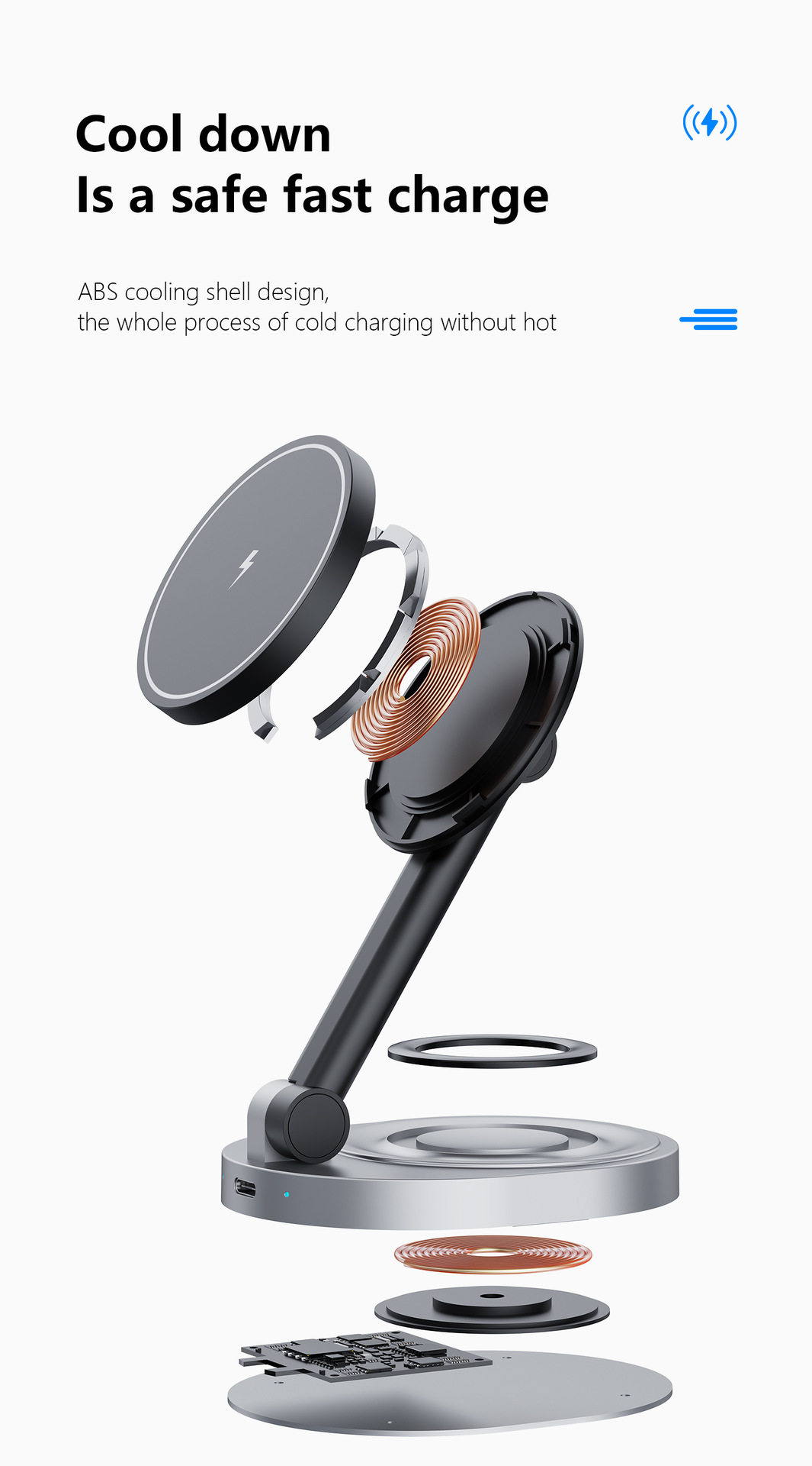 15W Fast Wireless Charger Stand for iPhone 15/14/13 Apple Watch 3 in 1 Foldable Charging Dock Station for Airpods Pro iWatch