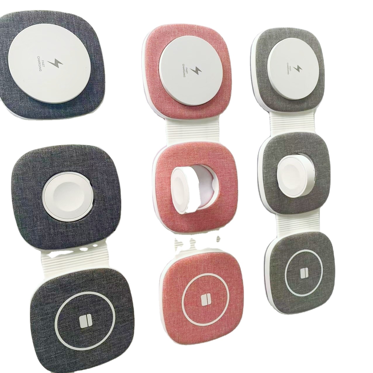Unique 15W Newest Fabric Magnetic Portable 4 in 1 Fast Wireless Charger Holder for iphone 14 pro max wireless charger 3 in 1 fol