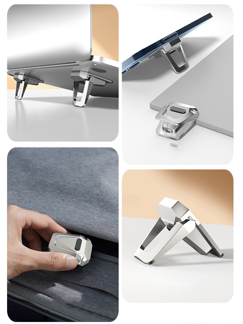 Self-Adhesive Back Holder Mini Laptop Stand Foldable Ergonomic Laptop Raised Heat Dissipation Bracket Stand for Laptop