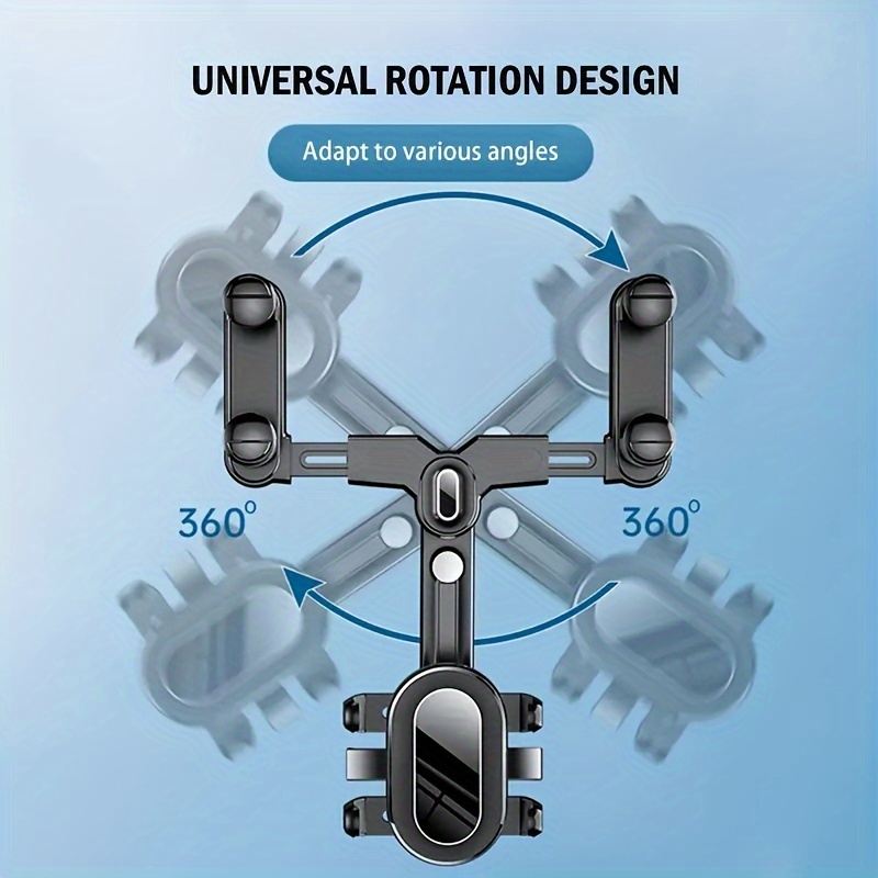 360 Rotating Car Mobile Phone Bracket Holder for GPS Mount - Adjustable Telescopic Special Navigation Mount for Rearview Mirror