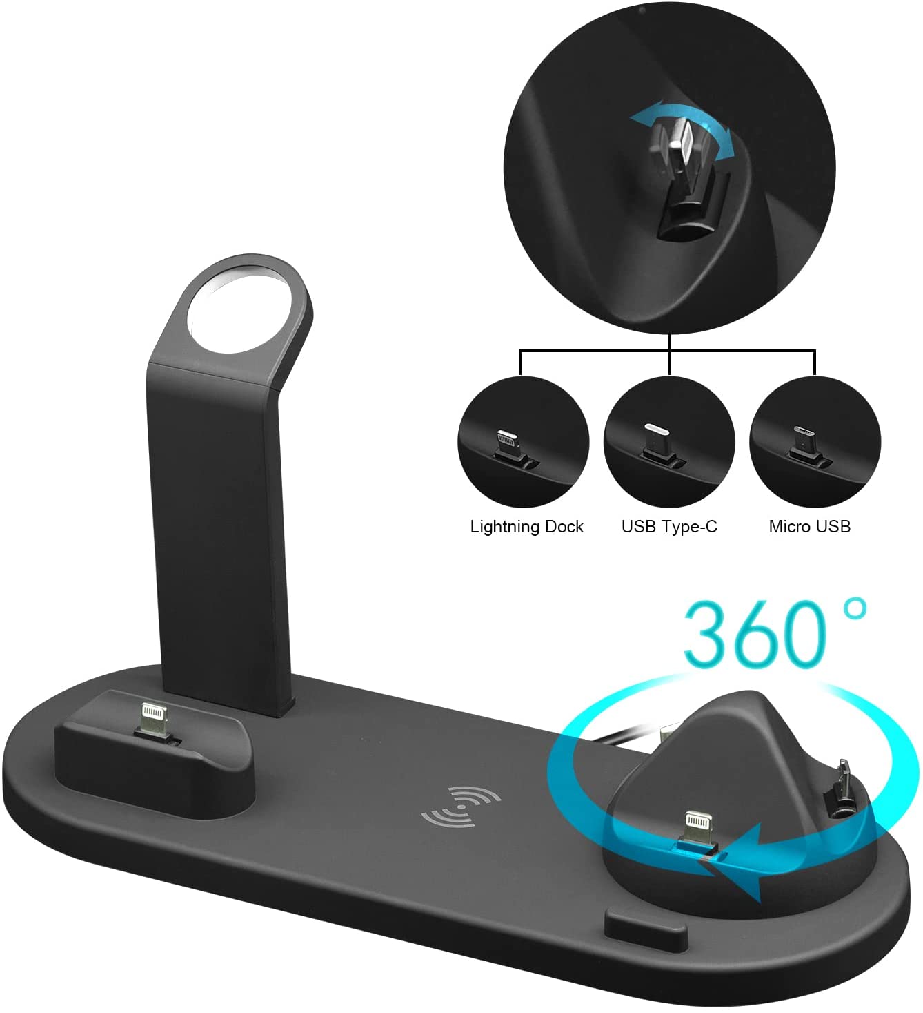 6 In 1 15W Fast Charger Stand Charger Dock Earphone Watch Mobile Phone Smart Wireless Charging Station for Multiple Device