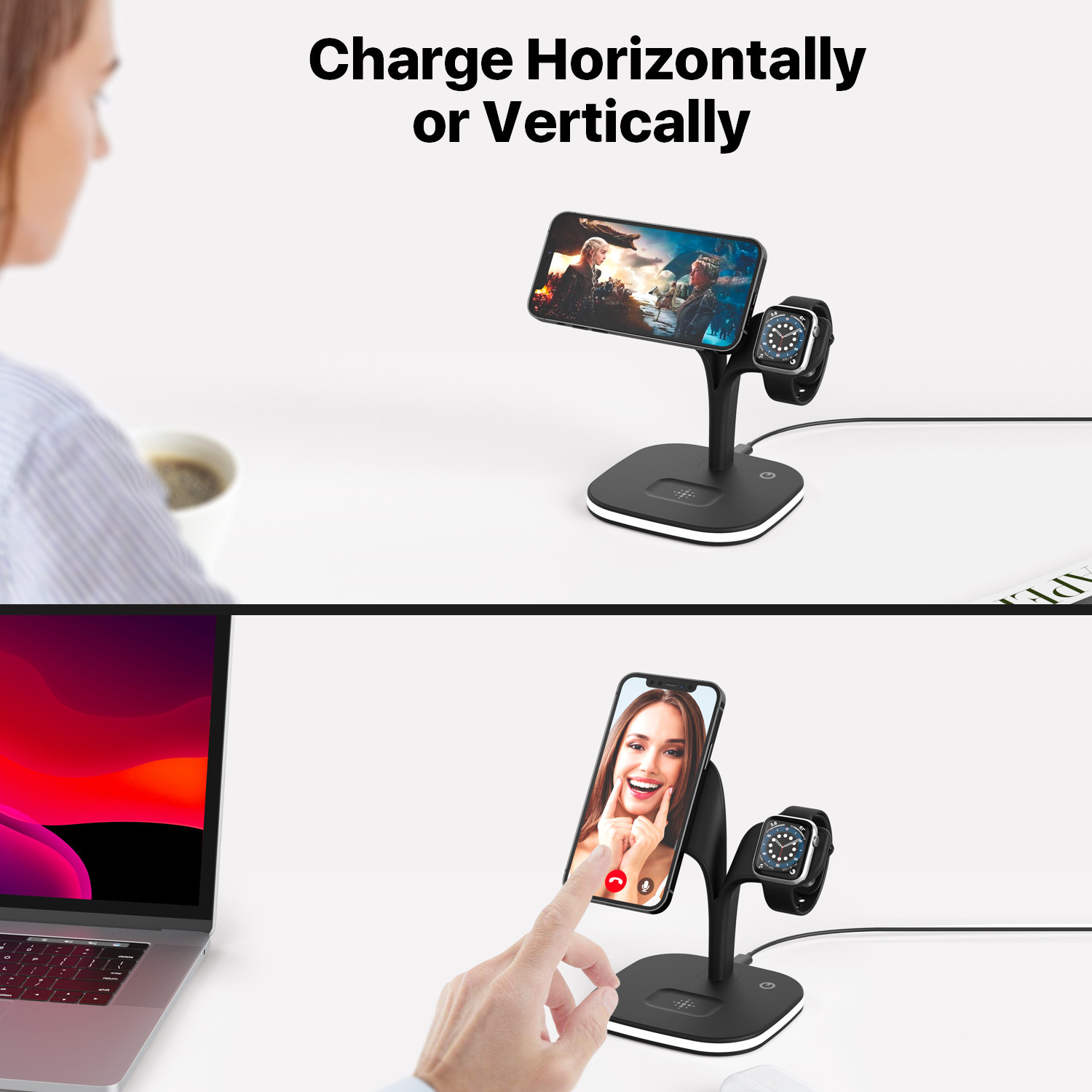 5 in 1 smart 15W magnetic multi charging station,fast wireless charging stand holder for iphone,airpods,iwatch