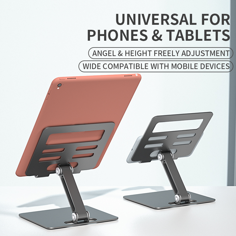 Factory Sell Tablet PC Stand Holder Aluminum Pad Phones Holder Folding Desktop Tablet Stand