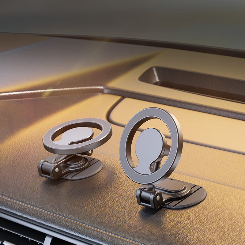 Double 360 rotating metal car phone bracket magnetic car bracket strong magnet mobile phone mounting car mobile bracket
