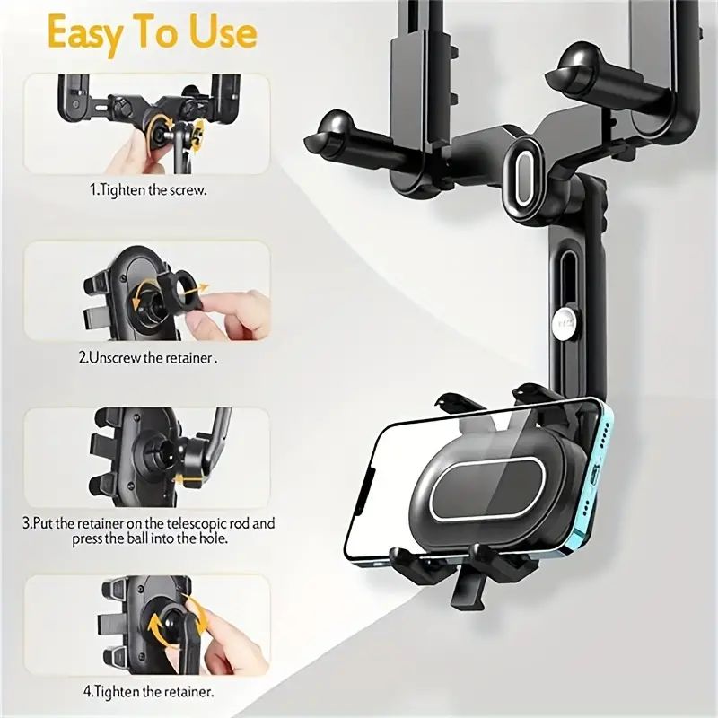 Hot Car Rearview Mirror Bracket Adjustable Phone Holder Universal Phone GPS Holder 360 Rotatable Retractable Car Phone Holder