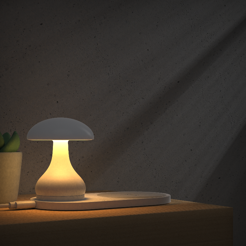 2 in 1 Detachable Mobile Phone Wireless Charger Mushroom LED Desk Lamp Bedroom Night Light Ambient Glow Wireless Charging Stand