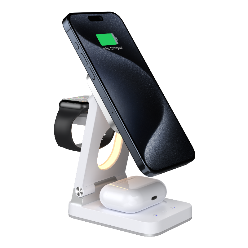 Wireless Foldable 3 in 1 Magnetic Charger 15W Fast Quick Charging Stand Station For iPhone Airpods iWatch